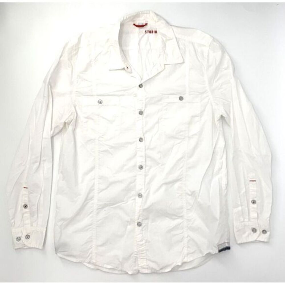 Van Heusen Studio White Long Sleeve Men's Shirt Size‎ Neck 16.5/Sleeve 34"
